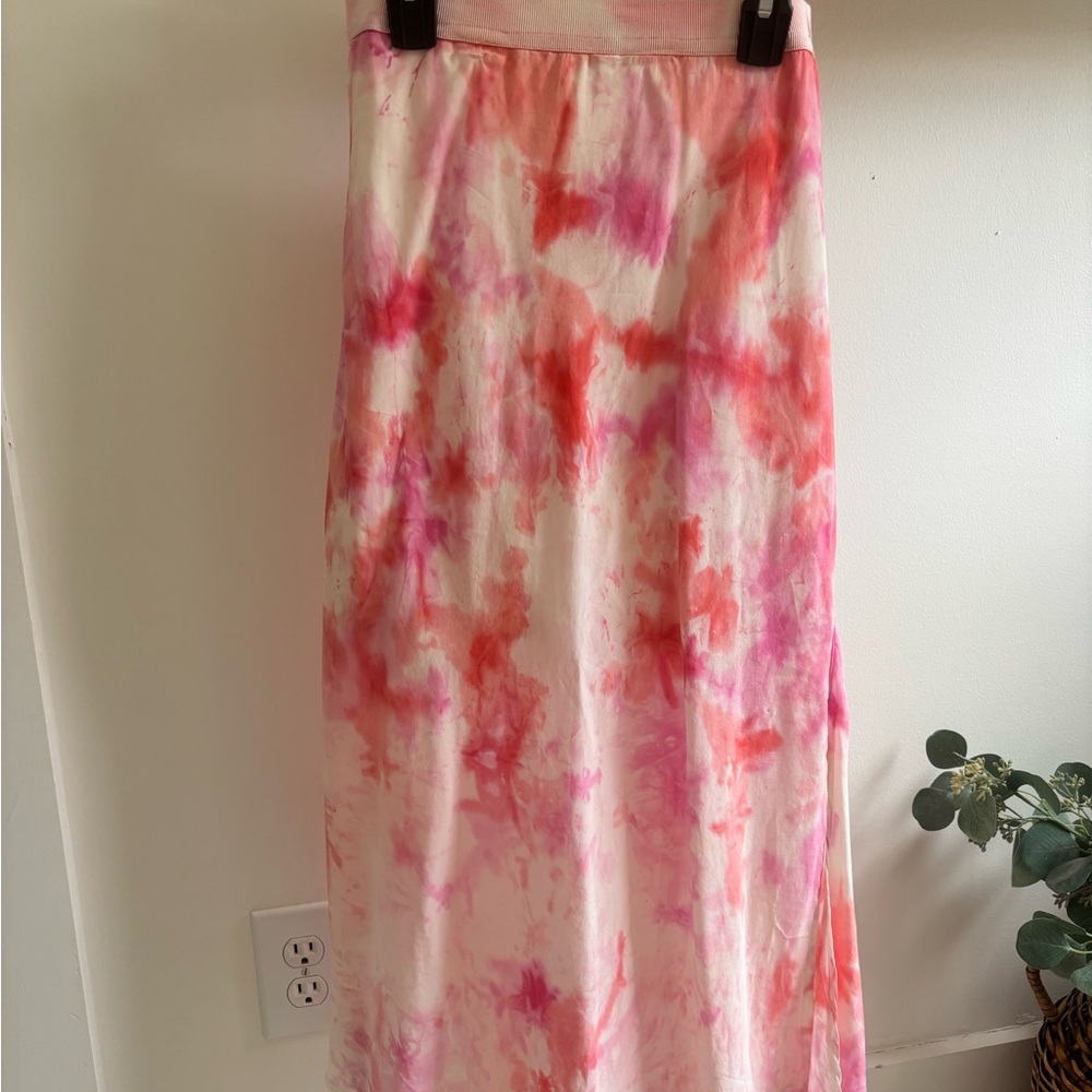 Corey Lynn Calter Pink and Orange Maxi A-Line Skirt